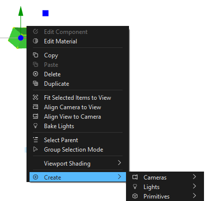 "The context menu in the 3D view"