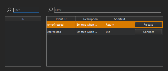 "Assign Events to Actions dialog"
