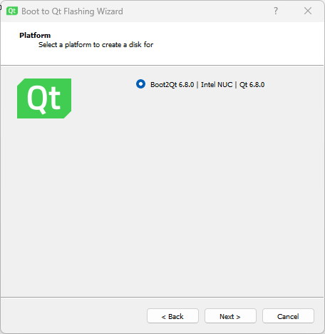 Boot to Qt Flashing Wizard.