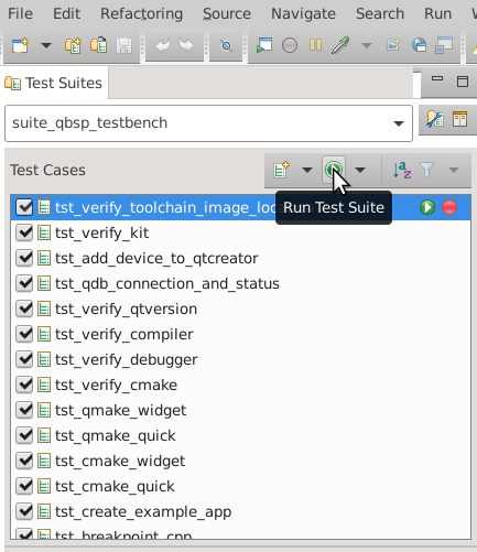 Run Test Suite UI button in Squish IDE.