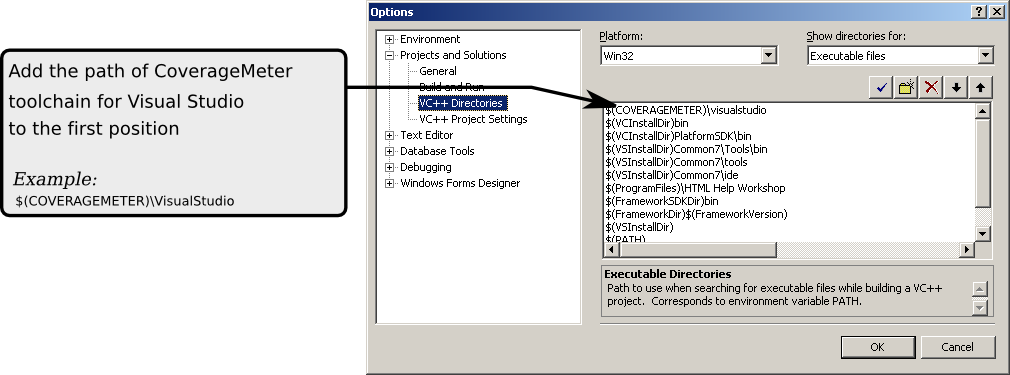 "Setting the path on Visual C++ Express"