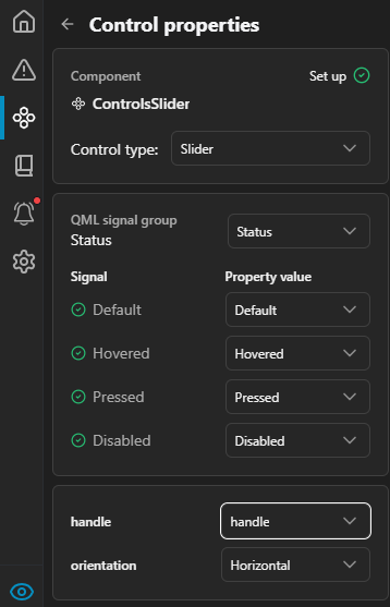 Slider properties.