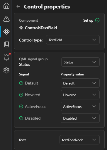 TextField properties.