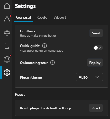 General settings on the Settings page in the plugin.