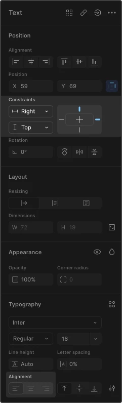 Constraint and text alignment mismatch.