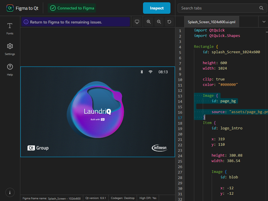 {Highlighting QML types in the live preview.}