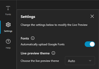 {Live preview settings}