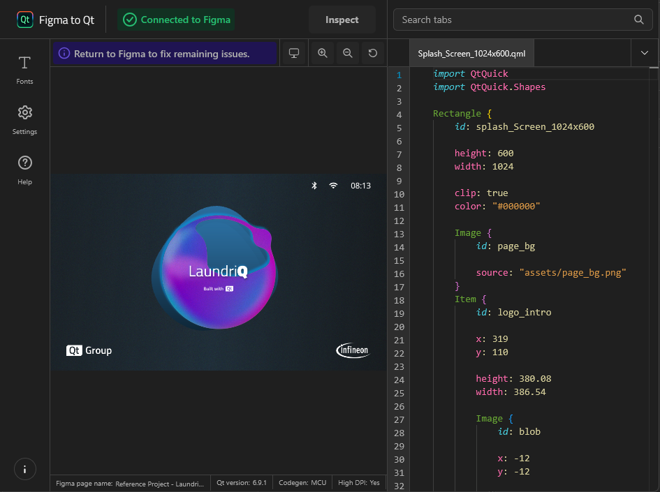 {A converted layer in the Figma to Qt live preview.}