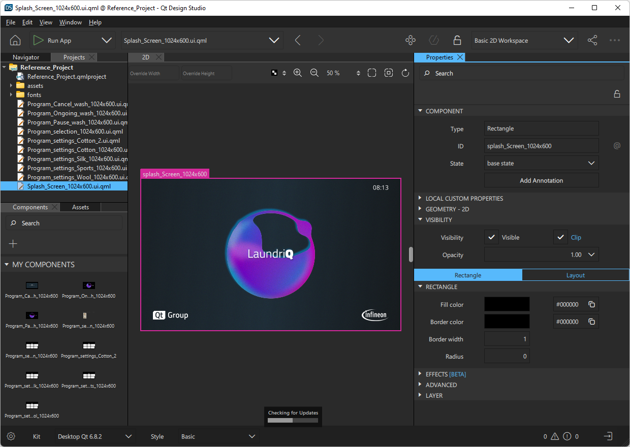 {The generated project opened in Qt Design Studio.}