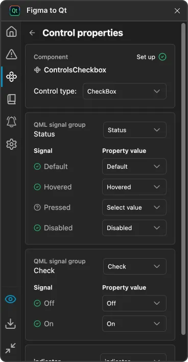 CheckBox properties.