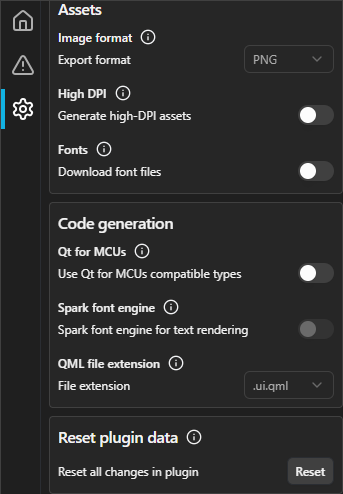 {The Settings tab in the plugin.}