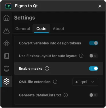 Enable masks in Code settings on the Settings page.