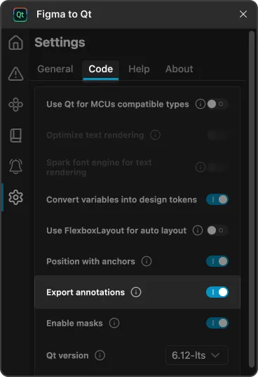 Export Annotations in the Code settings on the Settings page in the plugin.