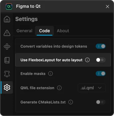 Use FlexboxLayout for auto layout in Code settings on the Settings page.