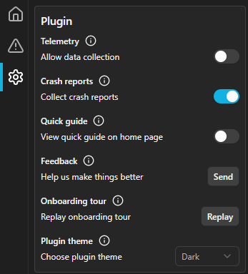 {Plugin settings}