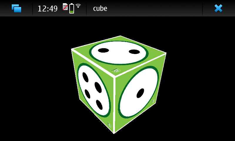 Screenshot of the Cube example running on N900