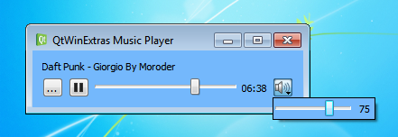 Screenshot of the Music Player example