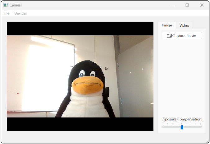 Camera application interface with image and video capture controls