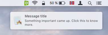System tray icon message popup