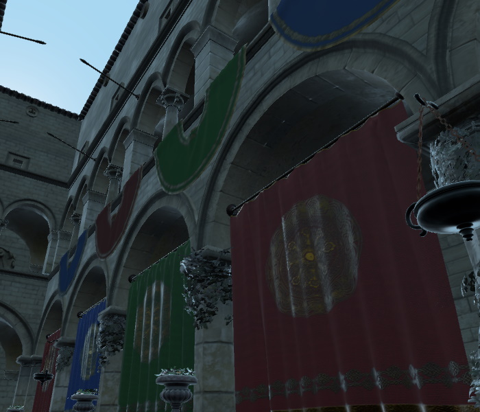 Architectural scene with temporal antialiasing