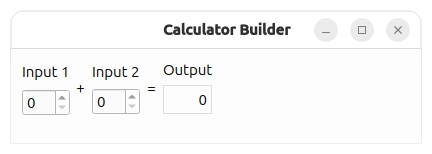 Screenshot showing a calculator application that adds two numbers and outputs the sum