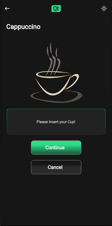 Prompting user to insert a cup