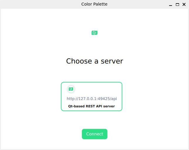 Server selection with URL field and Connect button