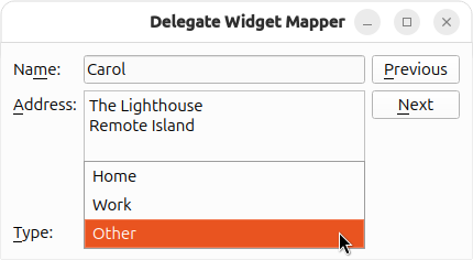 Application with various fields such as Name, Address, and Type