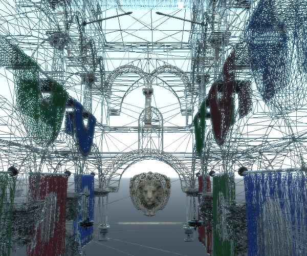 Scene showing wireframe rendering