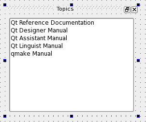 Screenshot showing a dock widget in a container