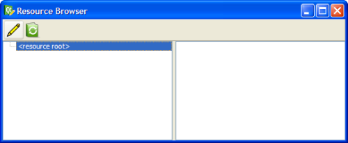 Screenshot of the "Resource Browser" window showing the resource root directory