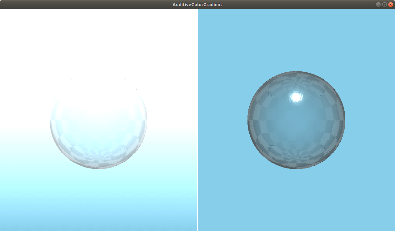 Scene comparison showing additive color gradient effect
