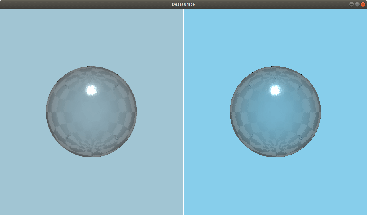 Scene comparison showing desaturate effect