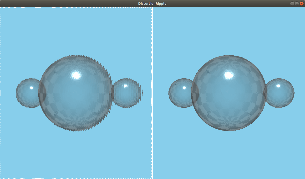 Scene comparison showing distortion ripple effect