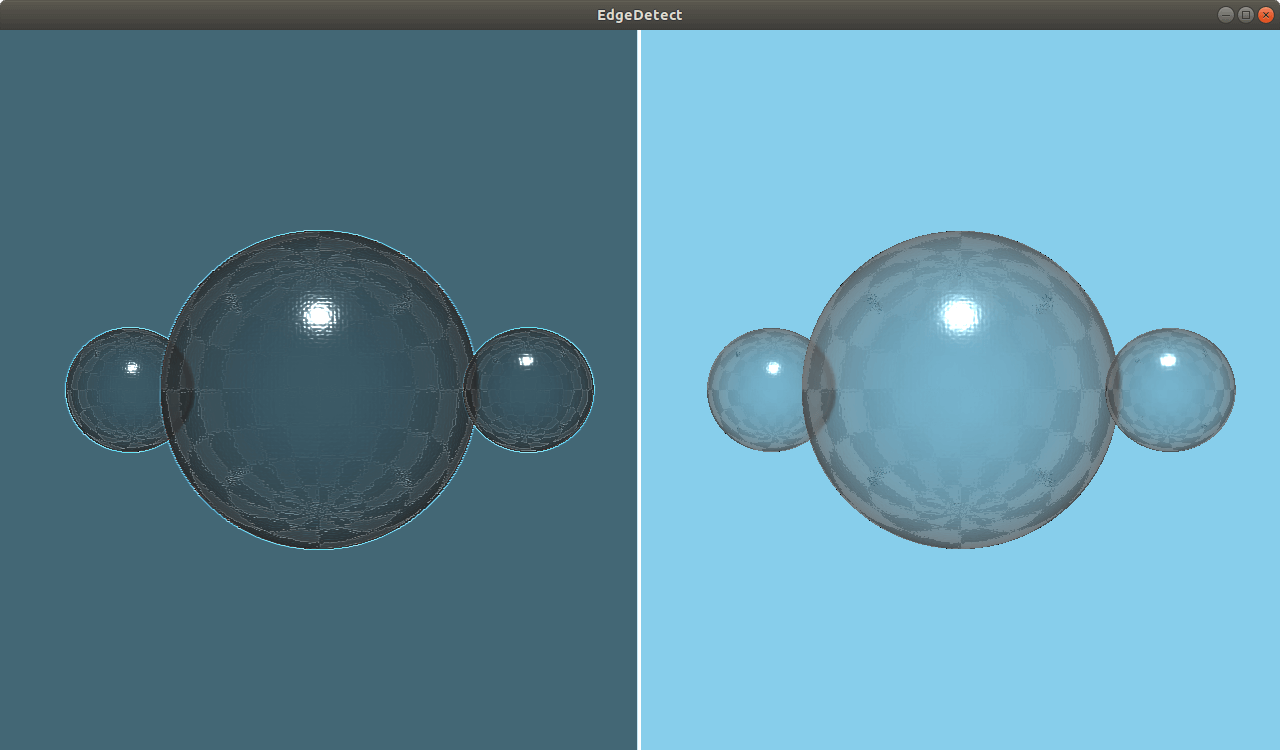 Scene comparison showing edge detect effect