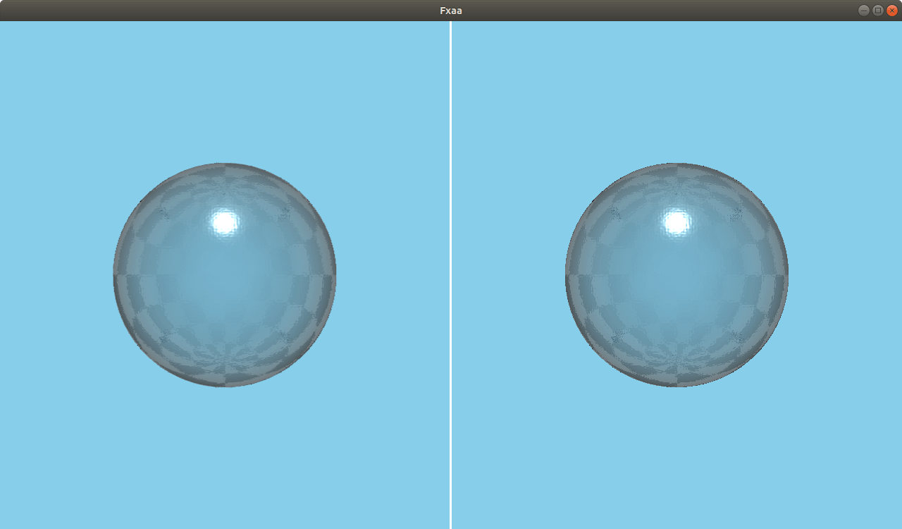 Scene comparison showing fast approximate anti-aliasing effect