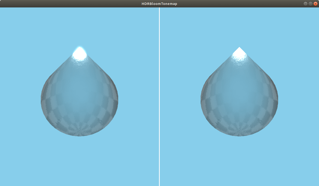 Scene comparison showing HDR bloom tonemap effect