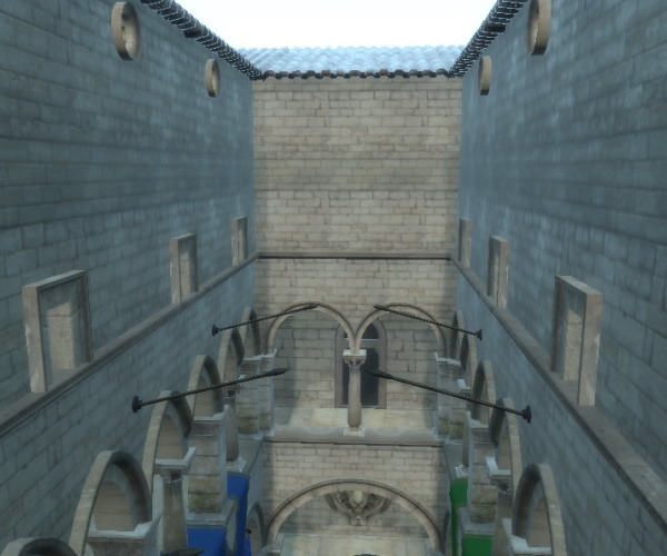 Stone courtyard with glow intensity 0.25