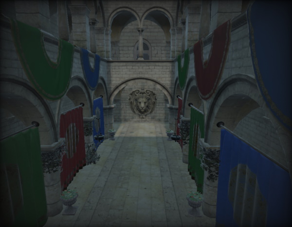 Stone hallway with vignette radius set to 0.35