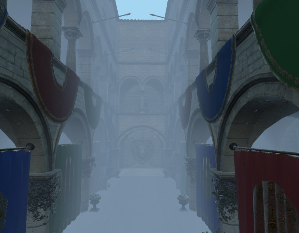 Scene with slightly desaturated blue fog