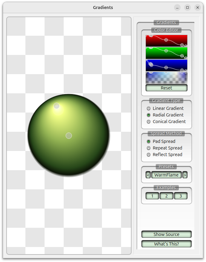 Application with different settings for applying gradients