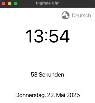 Screenshot of a digital clock in German