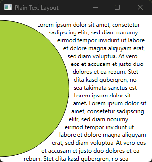 Screenshot of a text that flows around a circle.