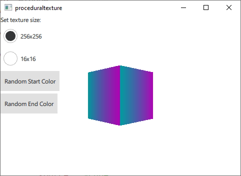 Gradient cube with procedural texture size and color controls