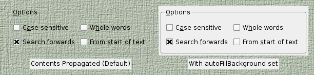 One widget has a transparent background and the other widget has a filled background