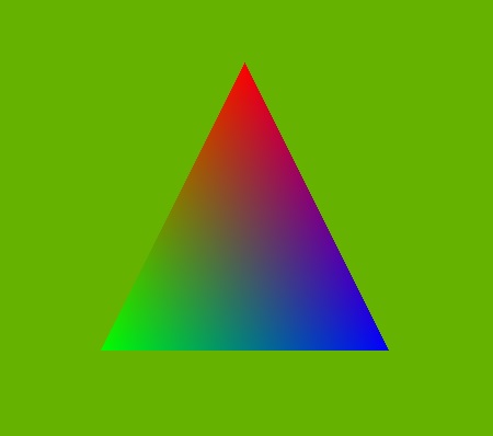 Multicolored triangle on a green background