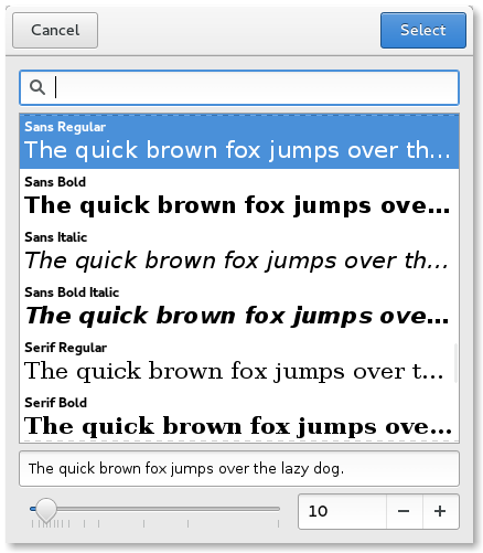 A native font dialog