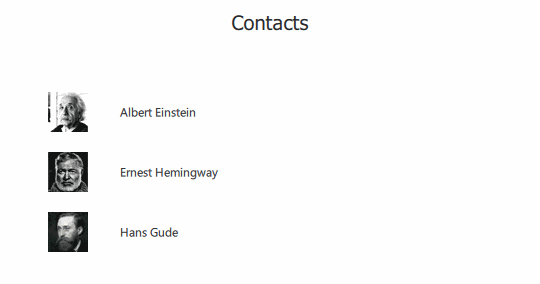 List view contents scrolling over the Contacts header