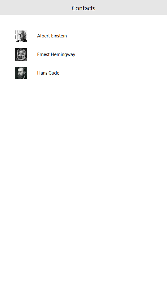 Contacts page with Universal style
