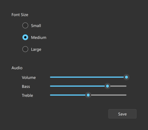 Gallery of controls in FluentWinUI3 style dark theme